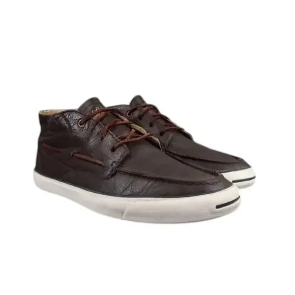 Converse Shoes Mens 8.5 Sneakers Jack Purcell Boat Mid Leather Brown Womens 10 - Picture 15 of 15